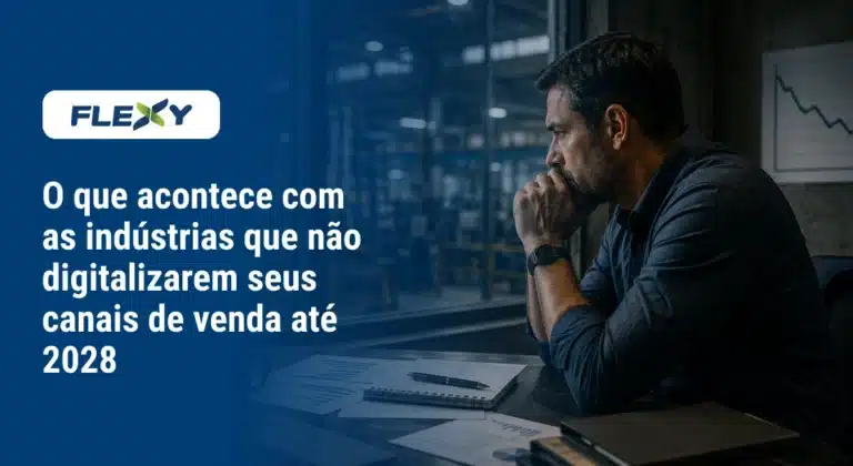 Gestor industrial analisando indicadores de desempenho em um escritório, representando os desafios da digitalização dos canais de venda B2B.
