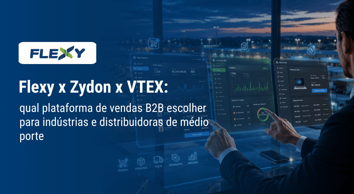 Comparativo visual entre três plataformas de vendas B2B em ambiente industrial